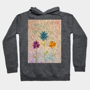 Flowers composition on aged handwritten page Hoodie